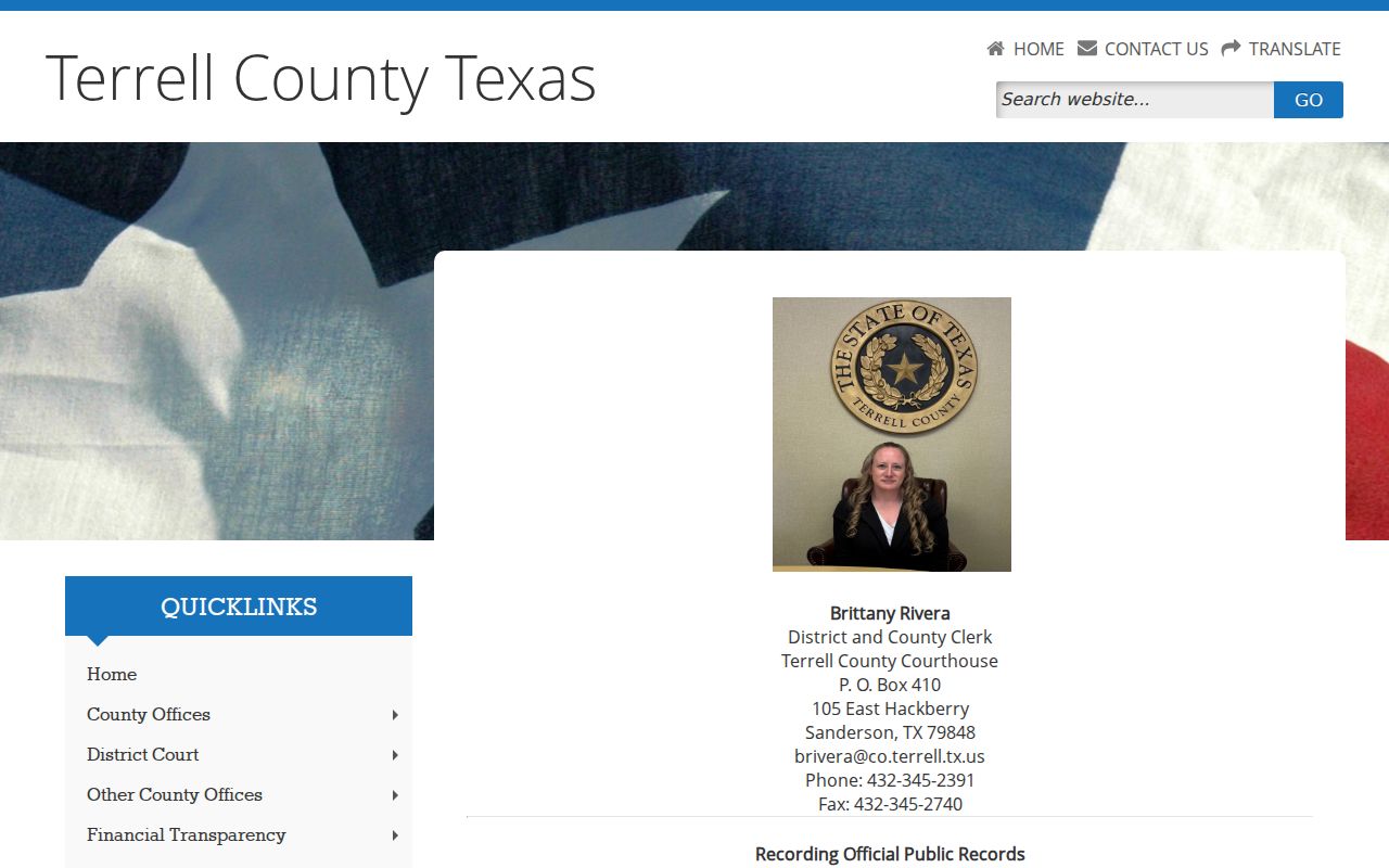 Terrell County warrant search routing through the District and County Clerk