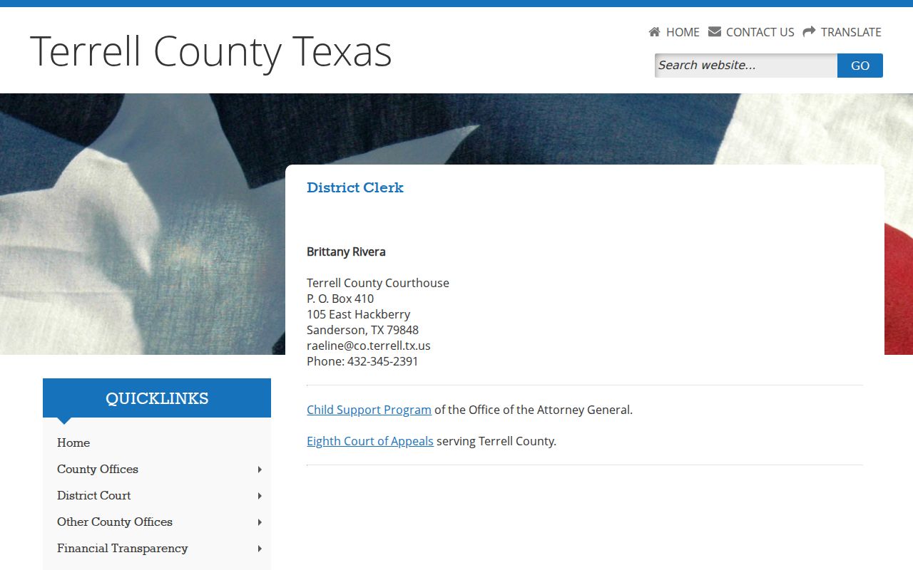 Terrell County arrest warrant records contact through the district clerk