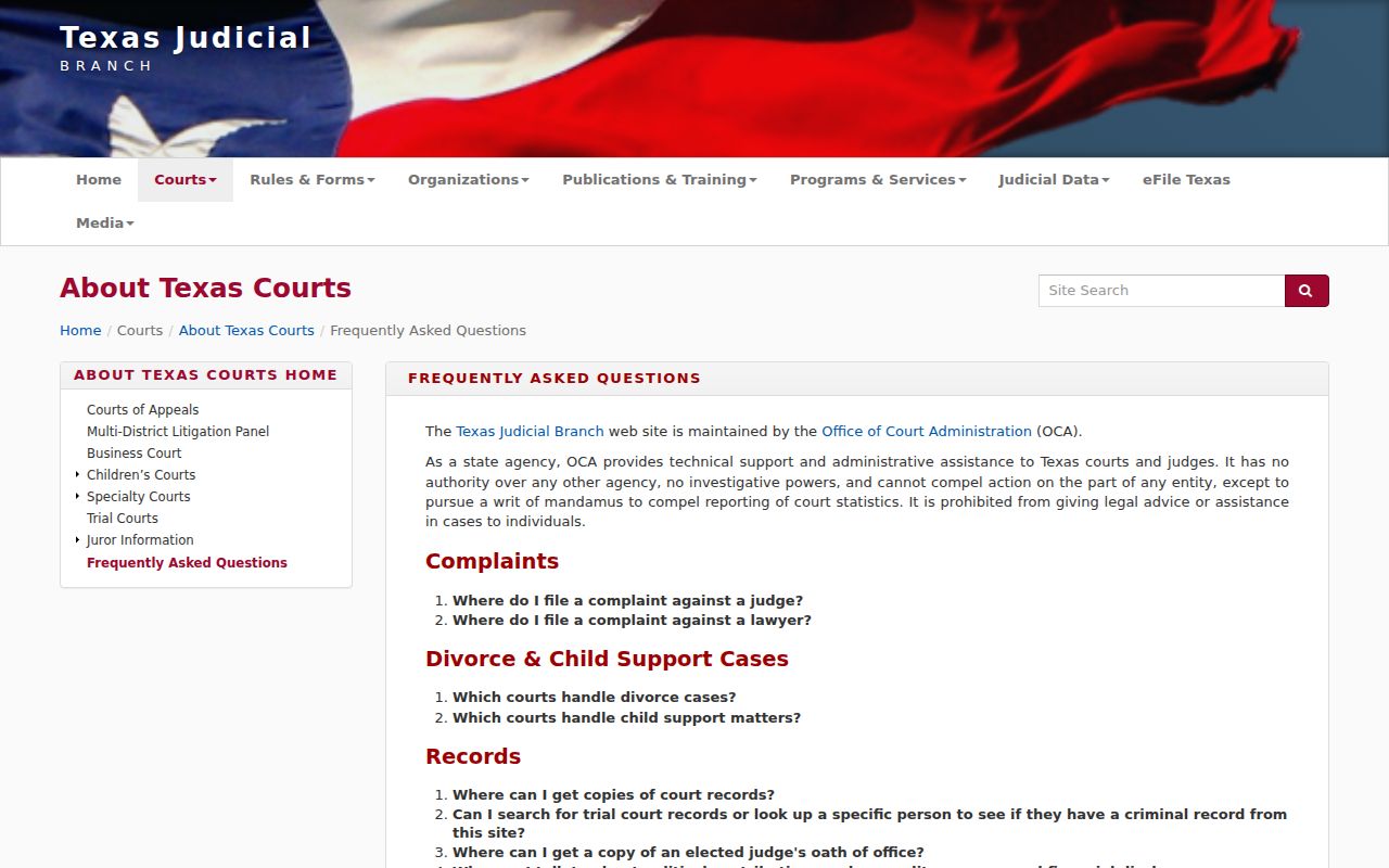 Terrell County warrant search reference to the Texas court system FAQ