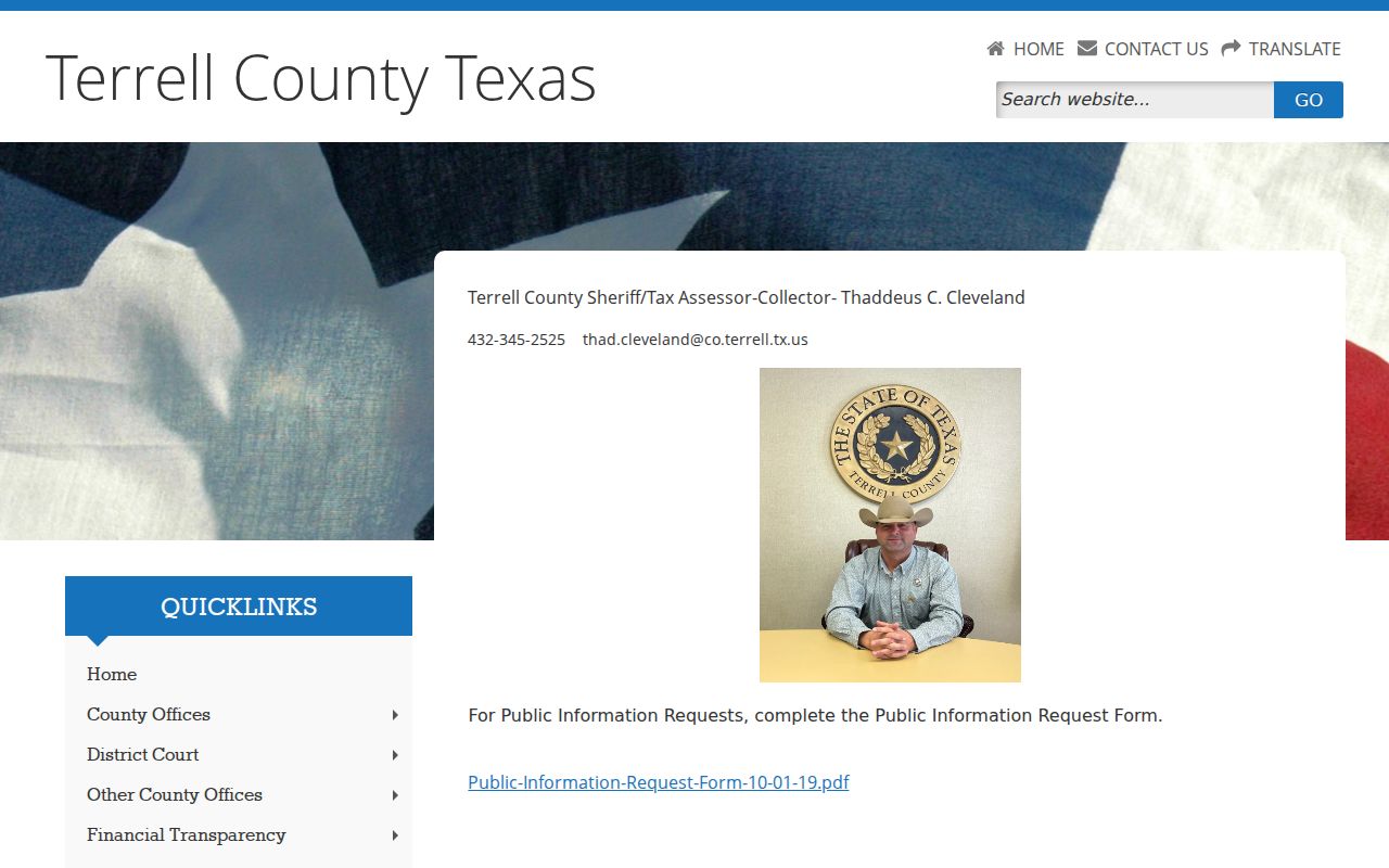 Terrell County most-wanted and warrant contact on the official sheriff page